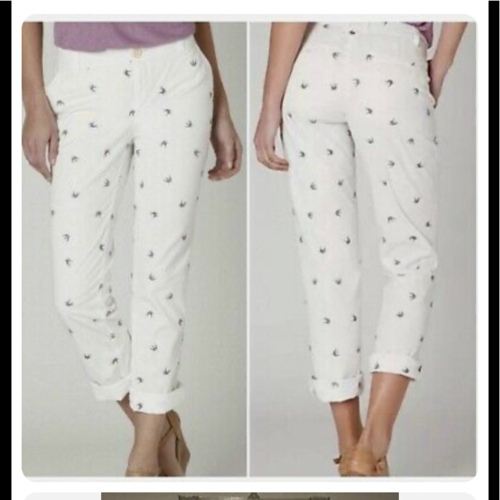 Anthropologie Daughters of the Liberation Chino with Embroidered Birds